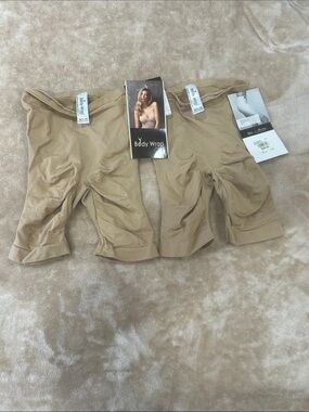 body Wrap shape wear women's sz Large NEW bundle of 2 long leg panty tan stretch